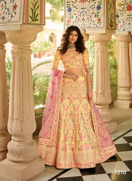 Yellow Heavy Wedding Wear Fancy Designer Latest Lehenga Collection 7210